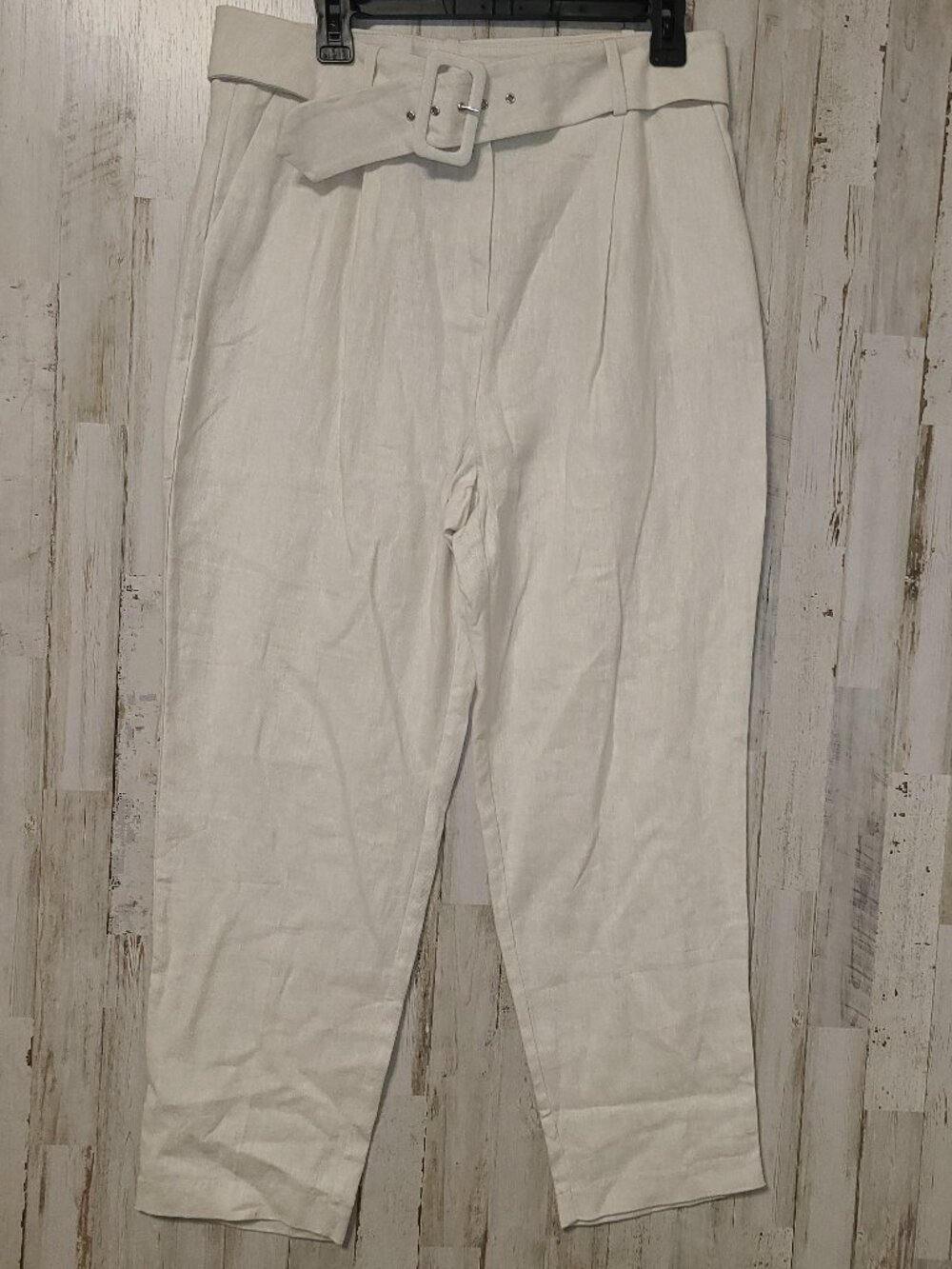 NWT Reserved women XL Belted Trousers Pleat Pants Linen blend High Rise